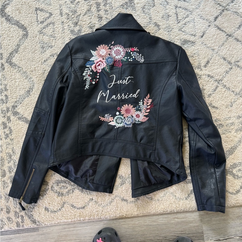 Just married David’s bridal leather jacket